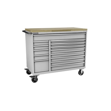 Champion Tool Storage Mobile Modular Cabinet, 14 Drawer, Light Gray, Steel, 56-1/2 in W x 28-1/2 in D x 39 in H D1800DB14MB8BBT-LG